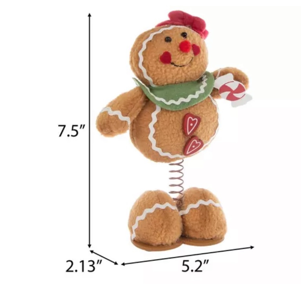 Gingerbread Woman Festive Red Bow Springy - NWT - Picture 3 of 7